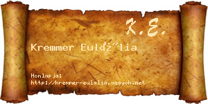 Kremmer Eulália névjegykártya